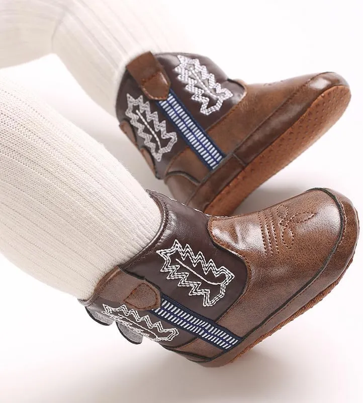 Baby Cowboy Boots Western Boots Toddler Cowboy Bootie Soft Sole Non-Slip Crib Shoes for Infant Boys Girls 0-18 Months