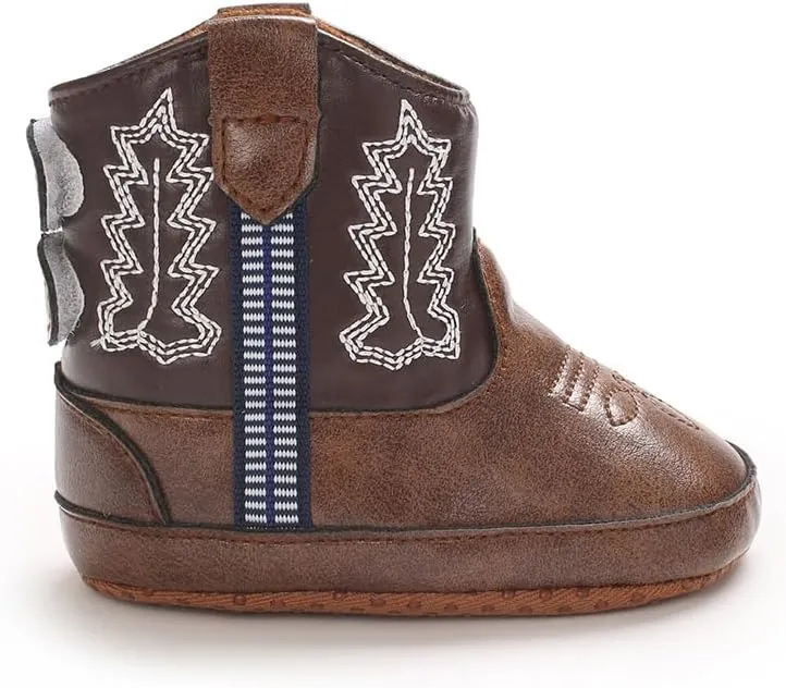 Baby Cowboy Boots Western Boots Toddler Cowboy Bootie Soft Sole Non-Slip Crib Shoes for Infant Boys Girls 0-18 Months