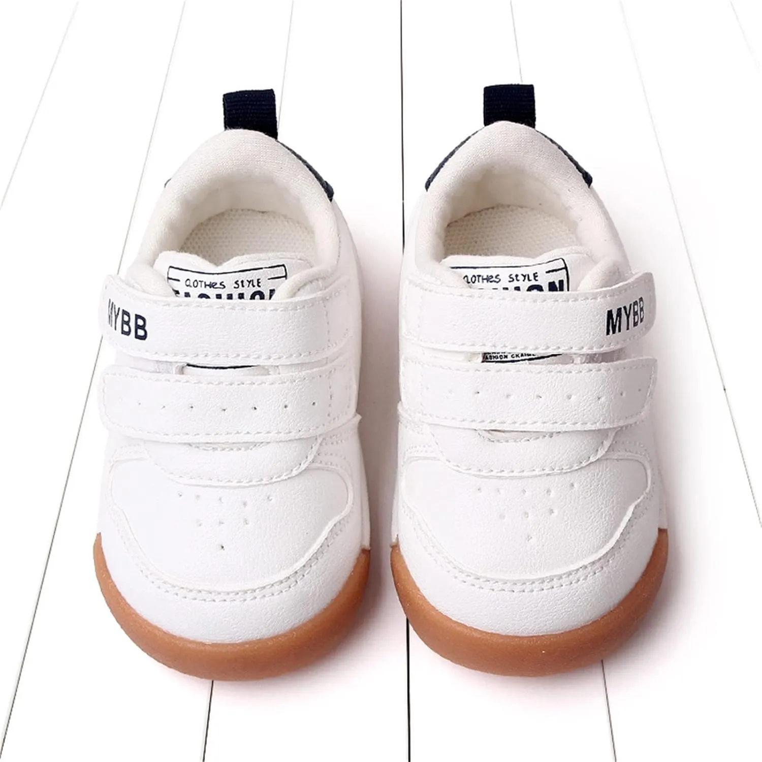 Baby Double Strap Sneakers, Casual Athletic Shoes for Girls Boys, Comfortable Fit Flat Bottom Non Slip Sport Shoes