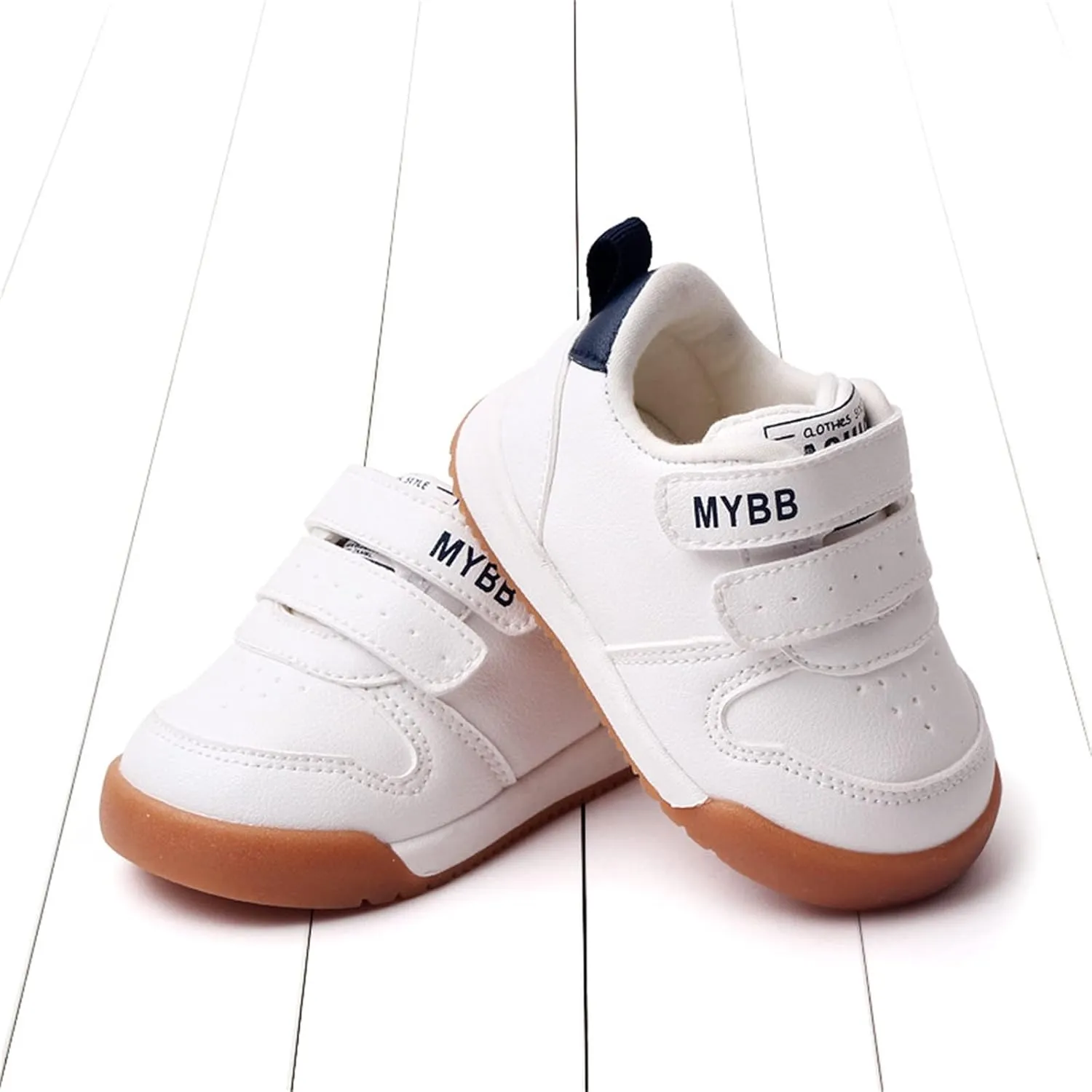 Baby Double Strap Sneakers, Casual Athletic Shoes for Girls Boys, Comfortable Fit Flat Bottom Non Slip Sport Shoes