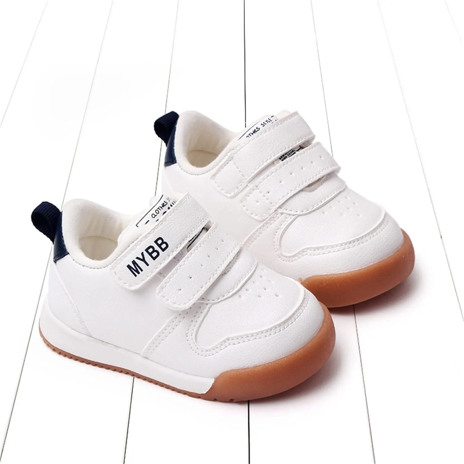 Baby Double Strap Sneakers, Casual Athletic Shoes for Girls Boys, Comfortable Fit Flat Bottom Non Slip Sport Shoes