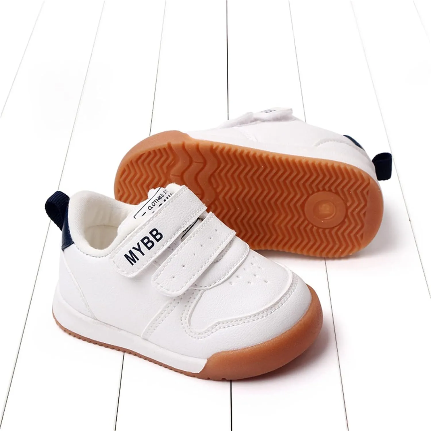 Baby Double Strap Sneakers, Casual Athletic Shoes for Girls Boys, Comfortable Fit Flat Bottom Non Slip Sport Shoes