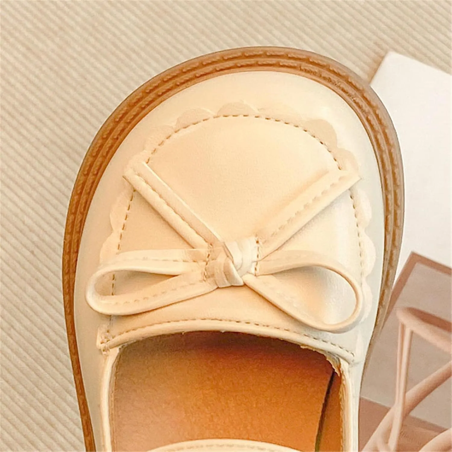 Baby Flat Sole Shoes Girls Leather Bow Design Soft Round Toe Princess Dress Flat Shoes(Toddler/Little Kid/Big