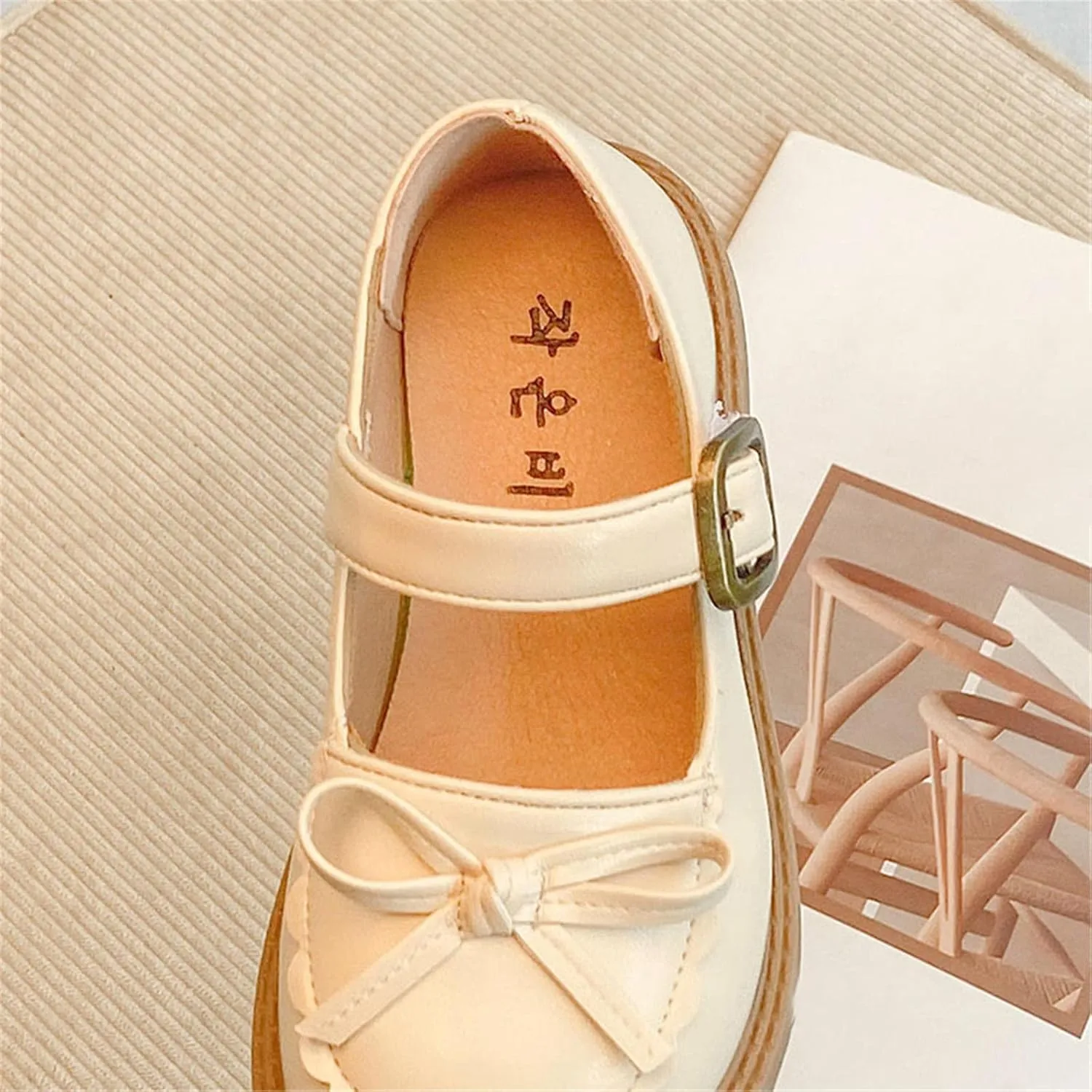 Baby Flat Sole Shoes Girls Leather Bow Design Soft Round Toe Princess Dress Flat Shoes(Toddler/Little Kid/Big