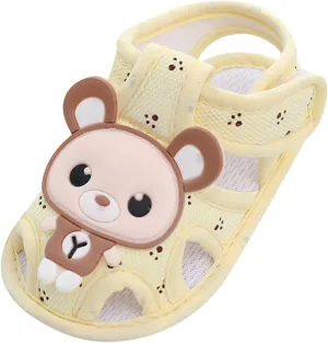 Baby Girl Boy Sandals Infant Toddler Shoes First Walkers Prewalkers Soft Sole Breathable Flat Shoes (Yellow, 4 Infant)