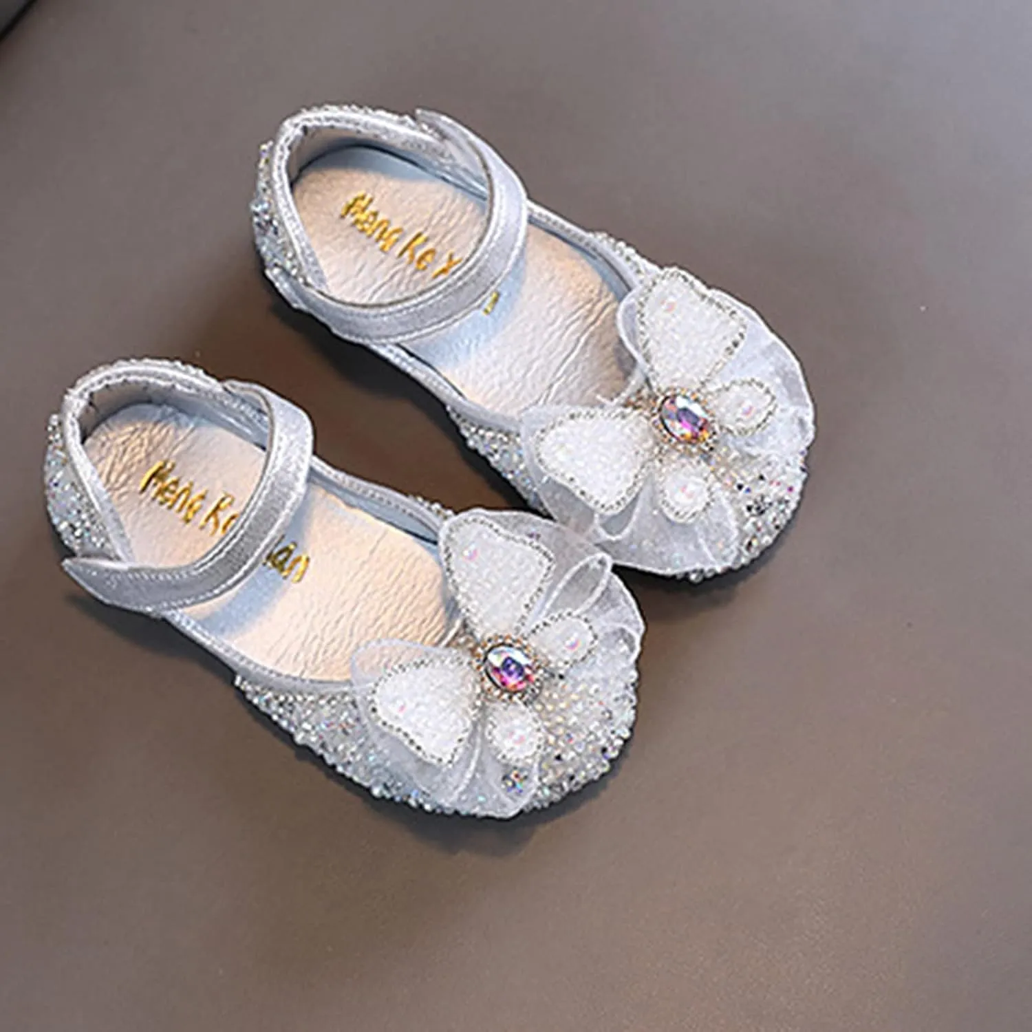Baby Girl Princess Mary Jane Dresses Shoes Sparkly Bowknot Shoes Non-Slip Soft Sole Shoes Round Toe Dress Shoes