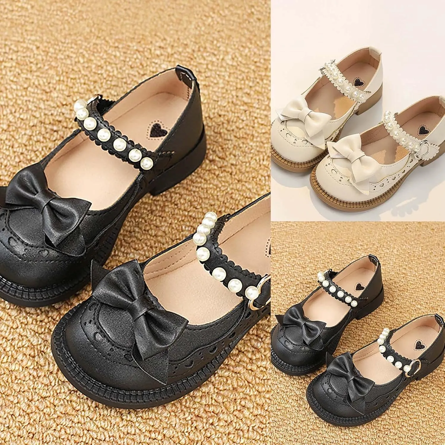 Baby Girls Bow Mary Jane Shoes Soft Sole Single Shoes New Lightweight Soft Breathable Non Slip Shoes Toddler Shoes