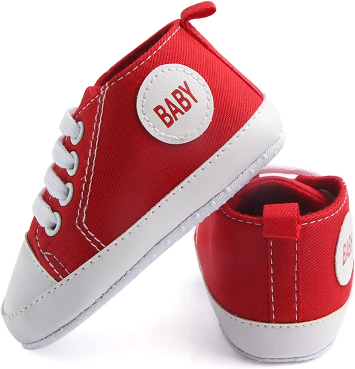 Baby Girls Boys Canvas Sneakers Soft Sole High-Top Ankle First-Walkers Step Shoes Infant Toddler Girl Shoes with Lights