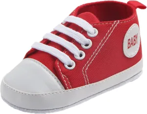Baby Girls Boys Canvas Sneakers Soft Sole High-Top Ankle First-Walkers Step Shoes Infant Toddler Girl Shoes with Lights