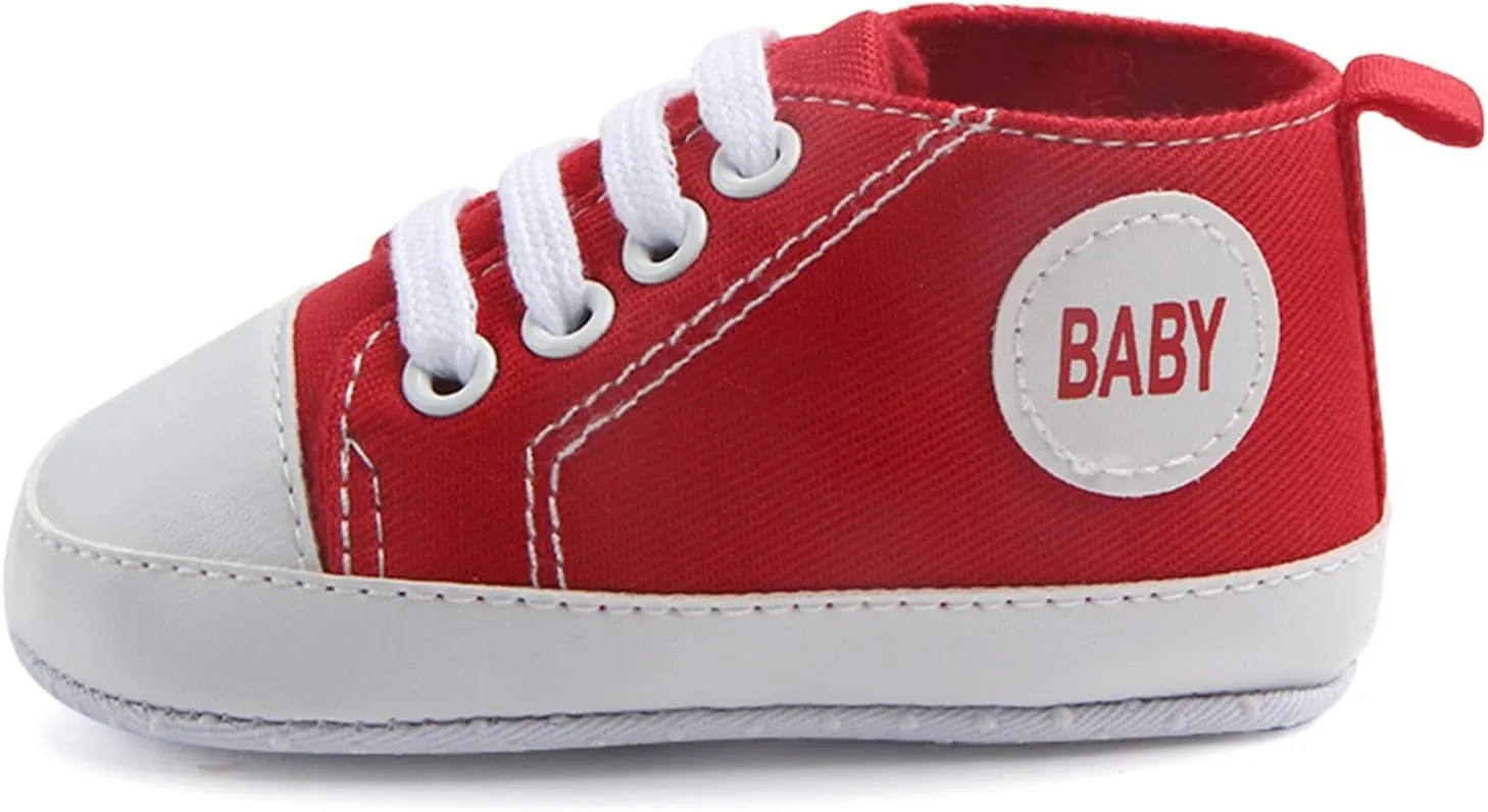 Baby Girls Boys Canvas Sneakers Soft Sole High-Top Ankle First-Walkers Step Shoes Infant Toddler Girl Shoes with Lights