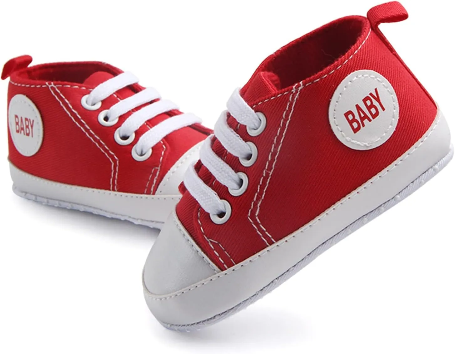 Baby Girls Boys Canvas Sneakers Soft Sole High-Top Ankle First-Walkers Step Shoes Infant Toddler Girl Shoes with Lights