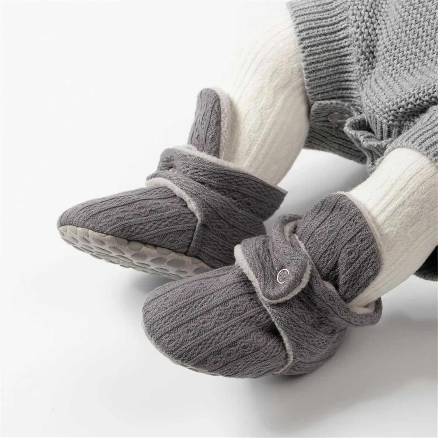 Baby Girls Boys Fleece Booties Infant Winter Indoor Knitted Plush Slippers Soft Sole First Walking House Shoes