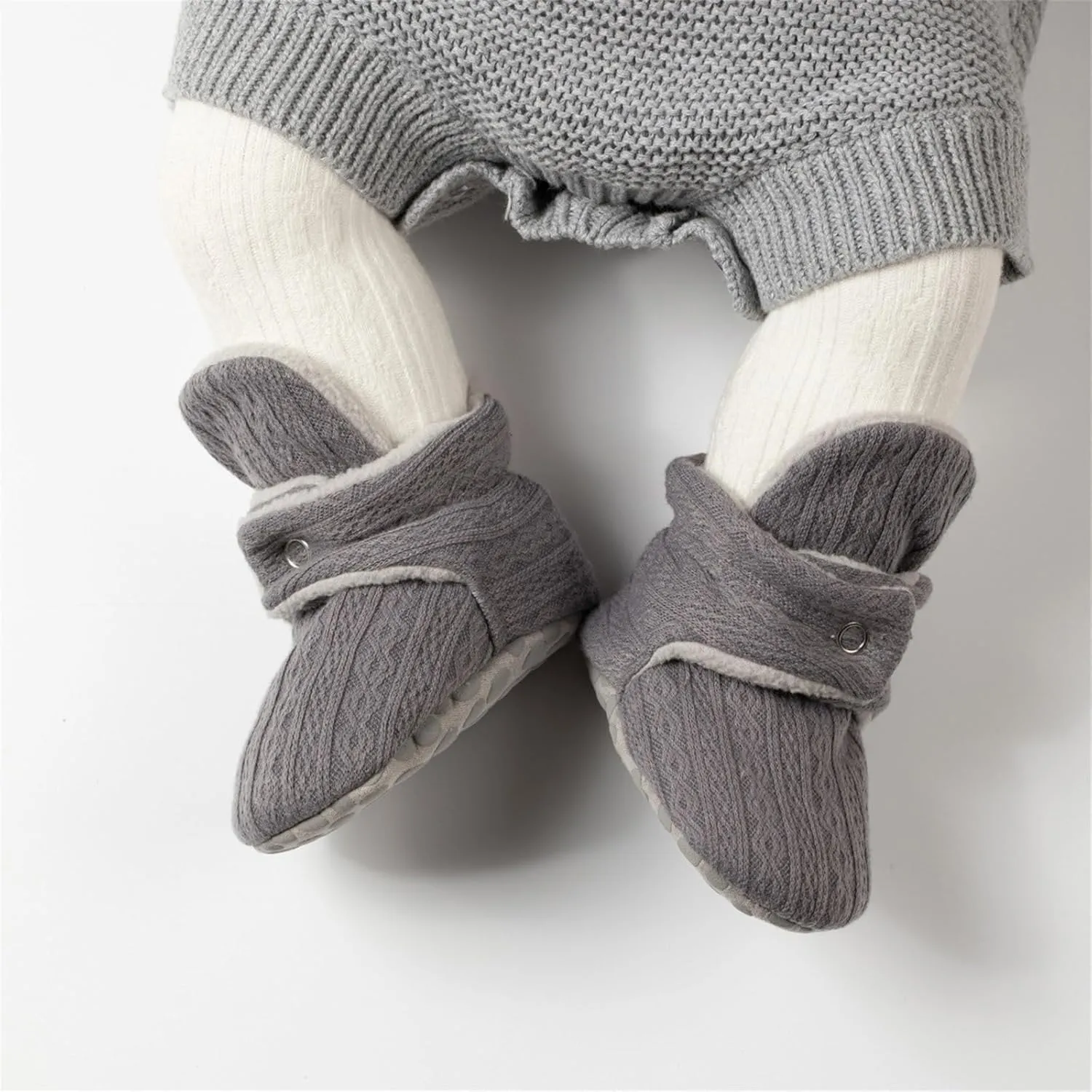 Baby Girls Boys Fleece Booties Infant Winter Indoor Knitted Plush Slippers Soft Sole First Walking House Shoes