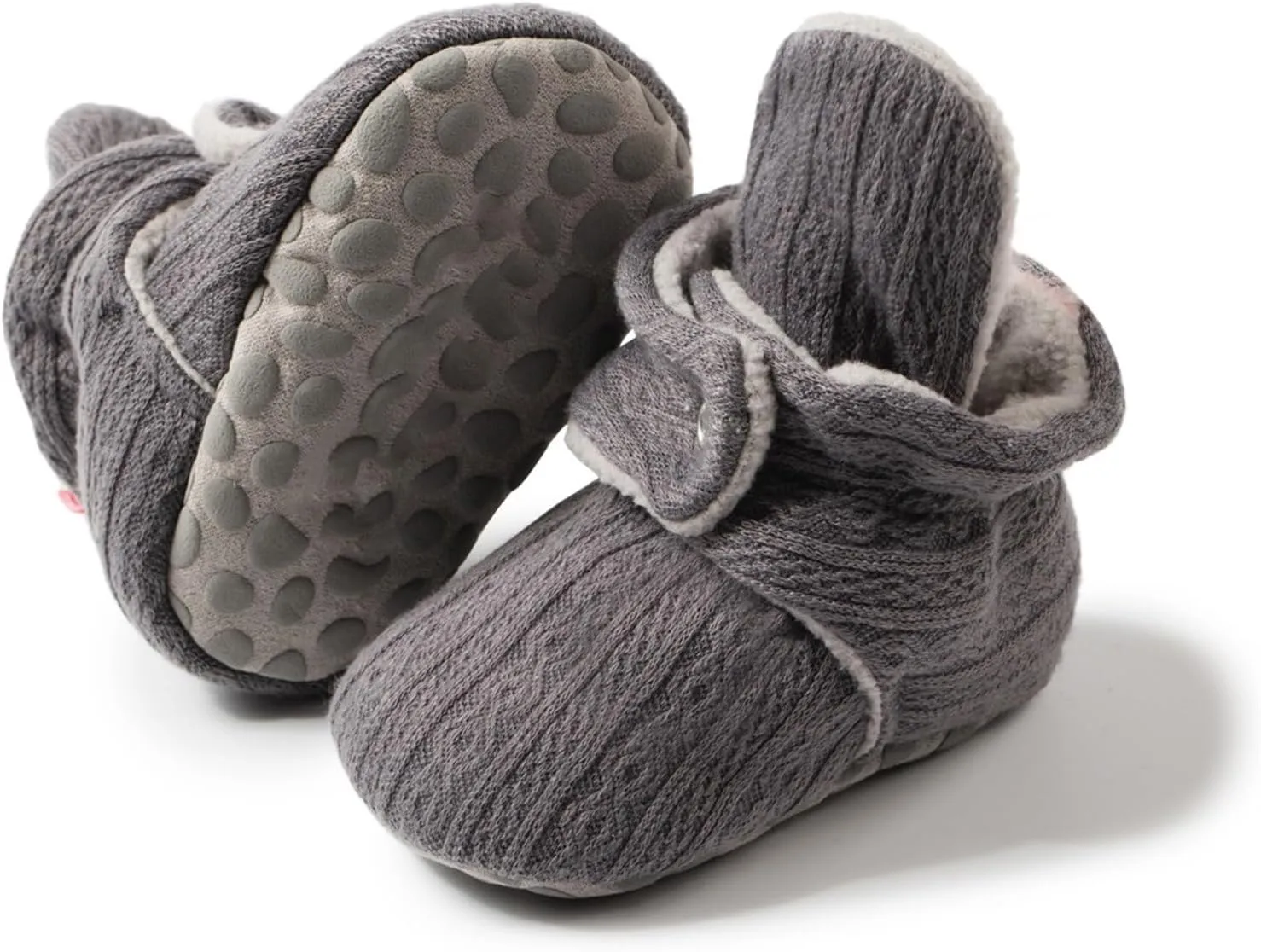 Baby Girls Boys Fleece Booties Infant Winter Indoor Knitted Plush Slippers Soft Sole First Walking House Shoes