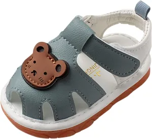 Baby Girls Boys Sandals Infant Toddler Shoes First Walking Shoes Soft Anti-Slip Sole Flat Shoes (Blue, 6.5 Infant)