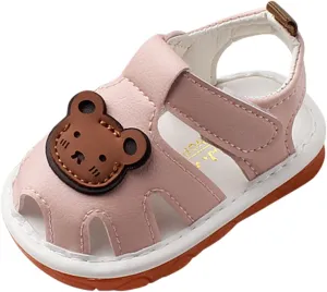 Baby Girls Boys Sandals Infant Toddler Shoes First Walking Shoes Soft Anti-Slip Sole Flat Shoes (Pink, 5.5 Infant)