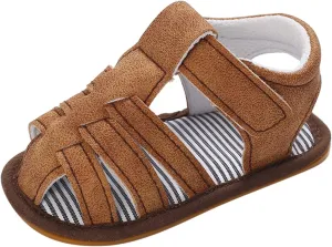 Baby Girls Boys Sandals Infant Toddler Shoes Newborn First Walkers Crib Shoes Soft Sole Flat Shoes (Brown, 6 Toddler)