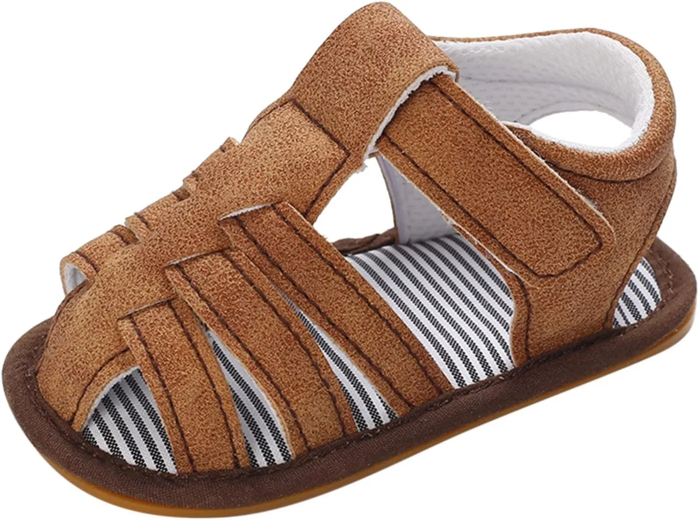 Baby Girls Boys Sandals Infant Toddler Shoes Newborn First Walkers Crib Shoes Soft Sole Flat Shoes (Brown, 6 Toddler)