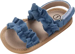 Baby Girls Boys Sandals Infant Toddler Shoes Ruffles First Walkers Soft Sole Sneakers Summer Beach (Blue, 4 Infant)