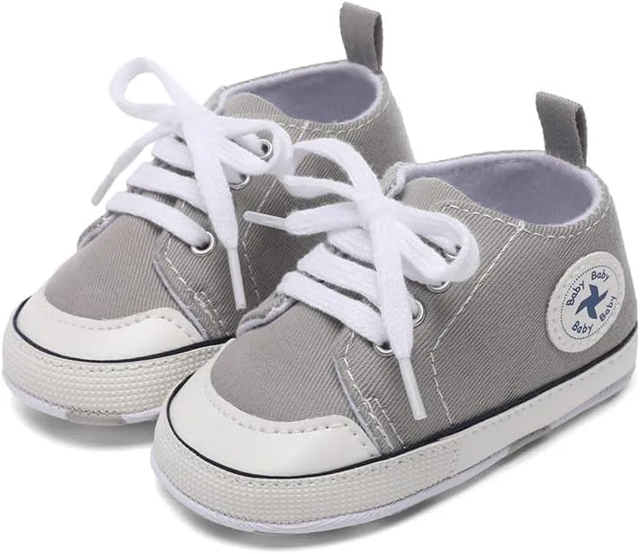 Baby Girls Boys Shoes Soft Anti-Slip Sole Newborn First Walkers High Top Canvas Denim Unisex Infant Sneaker