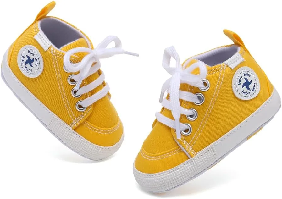 Baby Girls Boys Shoes Soft Anti-Slip Sole Newborn First Walkers High Top Canvas Denim Unisex Infant Sneaker