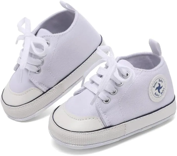 Baby Girls Boys Shoes Soft Anti-Slip Sole Newborn First Walkers High Top Canvas Denim Unisex Infant Sneaker