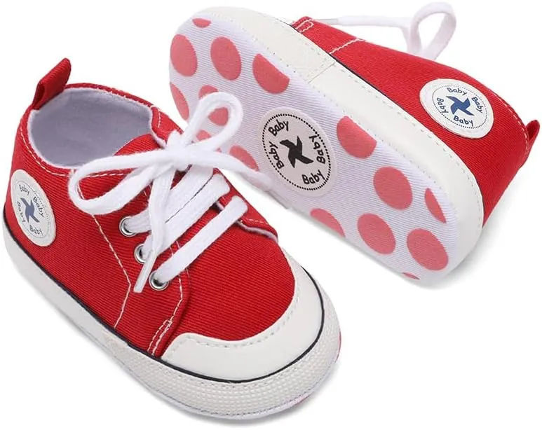 Baby Girls Boys Shoes Soft Anti-Slip Sole Newborn First Walkers High Top Canvas Denim Unisex Infant Sneaker