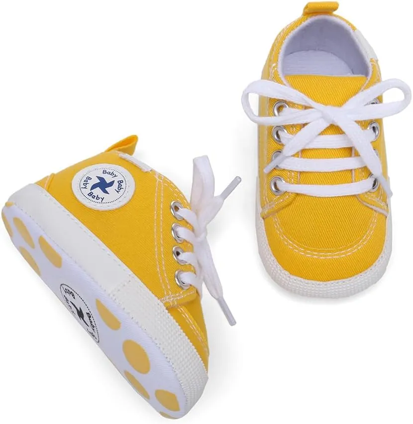 Baby Girls Boys Shoes Soft Anti-Slip Sole Newborn First Walkers High Top Canvas Denim Unisex Infant Sneaker