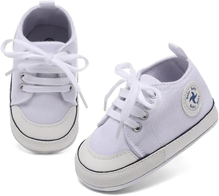 Baby Girls Boys Shoes Soft Anti-Slip Sole Newborn First Walkers High Top Canvas Denim Unisex Infant Sneaker