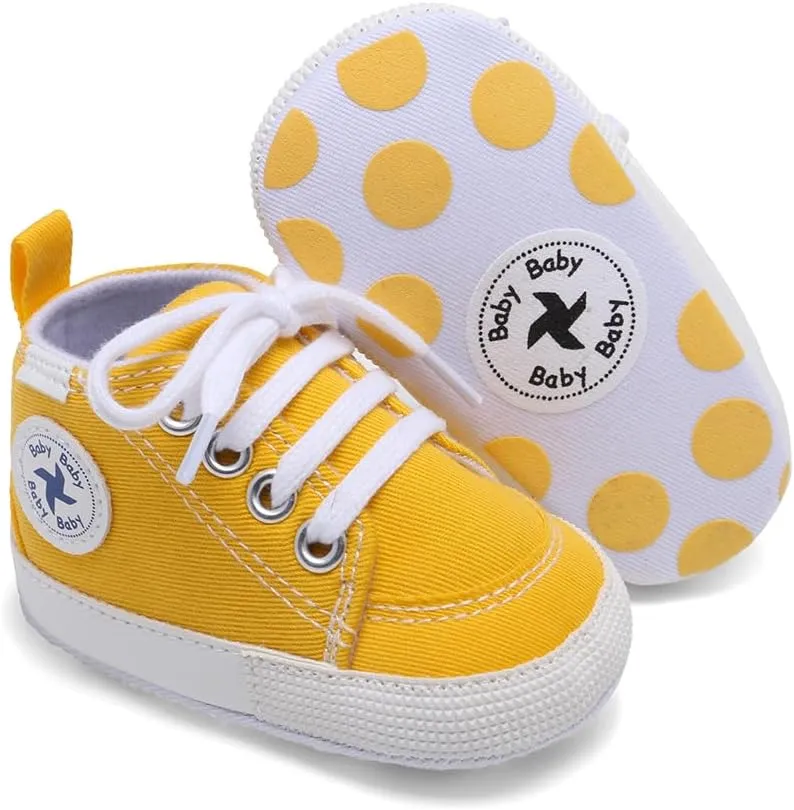 Baby Girls Boys Shoes Soft Anti-Slip Sole Newborn First Walkers High Top Canvas Denim Unisex Infant Sneaker