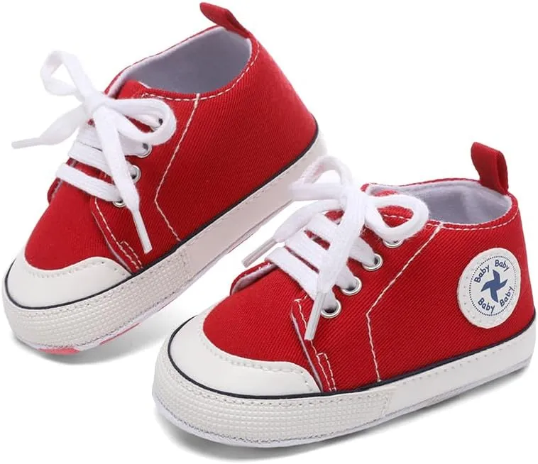 Baby Girls Boys Shoes Soft Anti-Slip Sole Newborn First Walkers High Top Canvas Denim Unisex Infant Sneaker