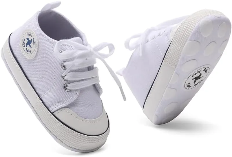 Baby Girls Boys Shoes Soft Anti-Slip Sole Newborn First Walkers High Top Canvas Denim Unisex Infant Sneaker