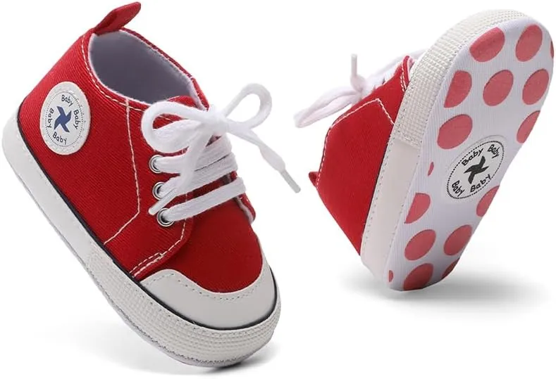 Baby Girls Boys Shoes Soft Anti-Slip Sole Newborn First Walkers High Top Canvas Denim Unisex Infant Sneaker
