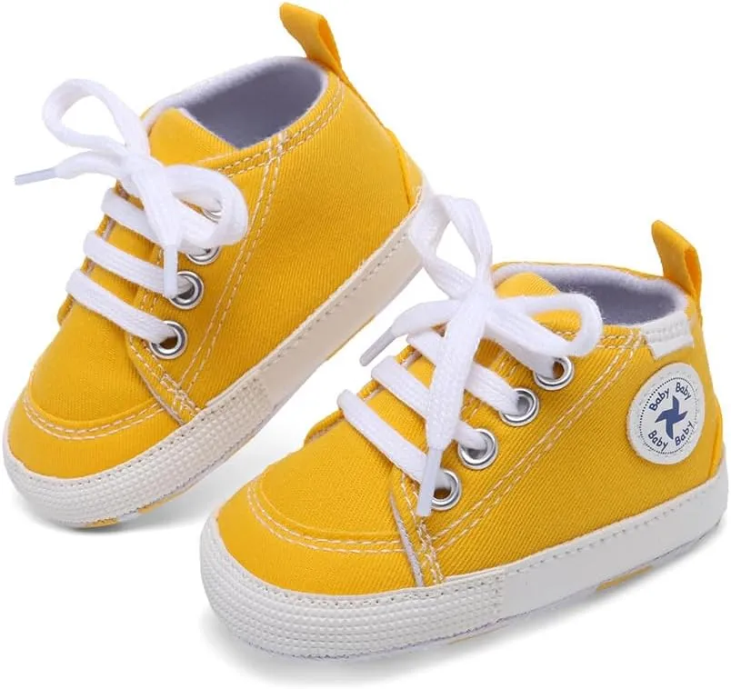 Baby Girls Boys Shoes Soft Anti-Slip Sole Newborn First Walkers High Top Canvas Denim Unisex Infant Sneaker