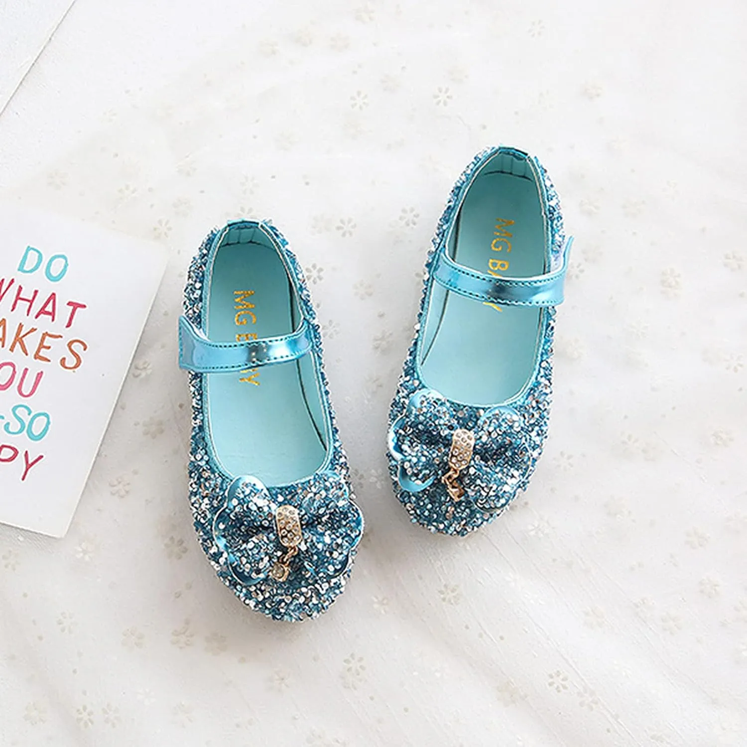 Baby Girls Glitter Sneakers with Bow Kids Non Slip Sport Shoes Butterfly Sandals for Infants Dance Flat Shoes