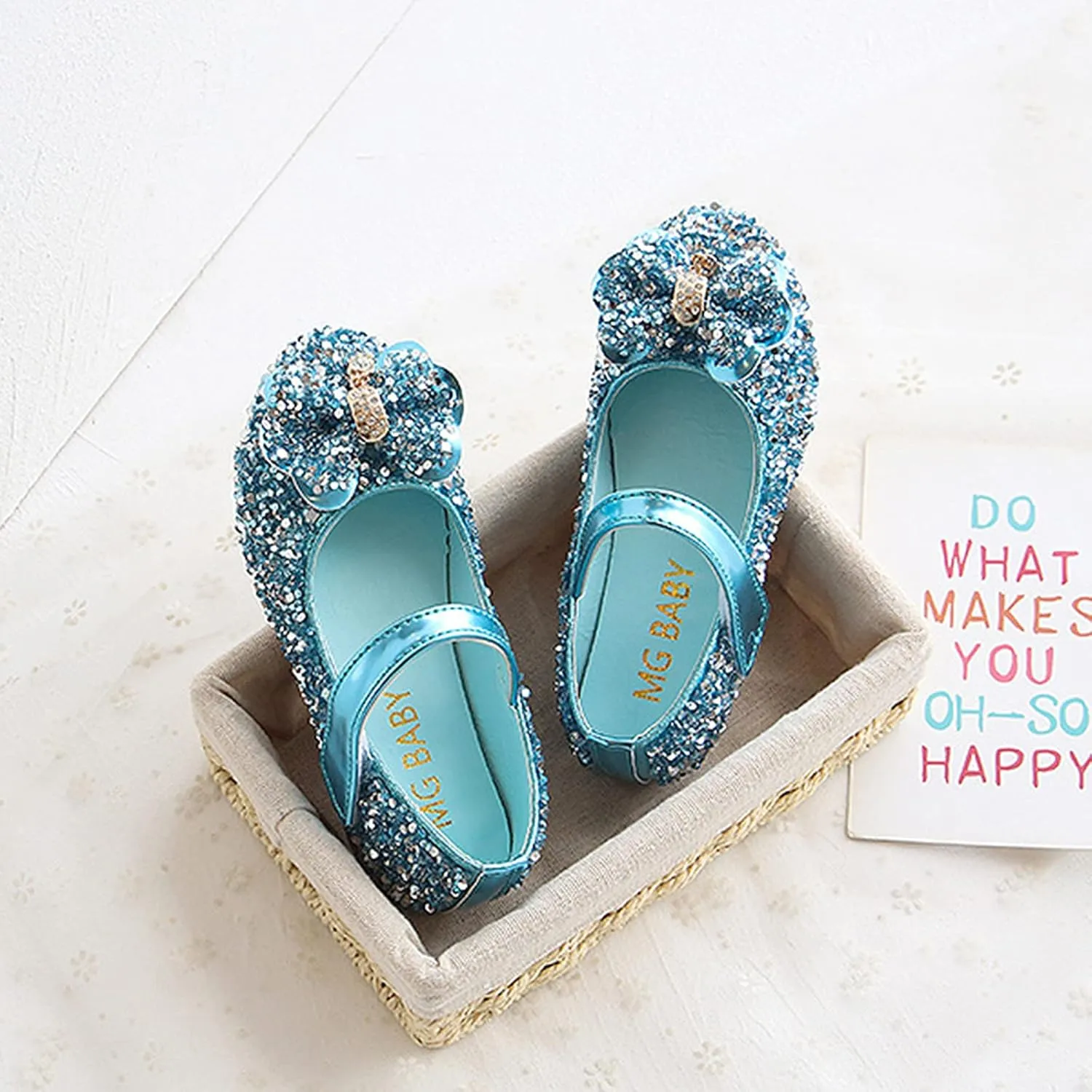 Baby Girls Glitter Sneakers with Bow Kids Non Slip Sport Shoes Butterfly Sandals for Infants Dance Flat Shoes