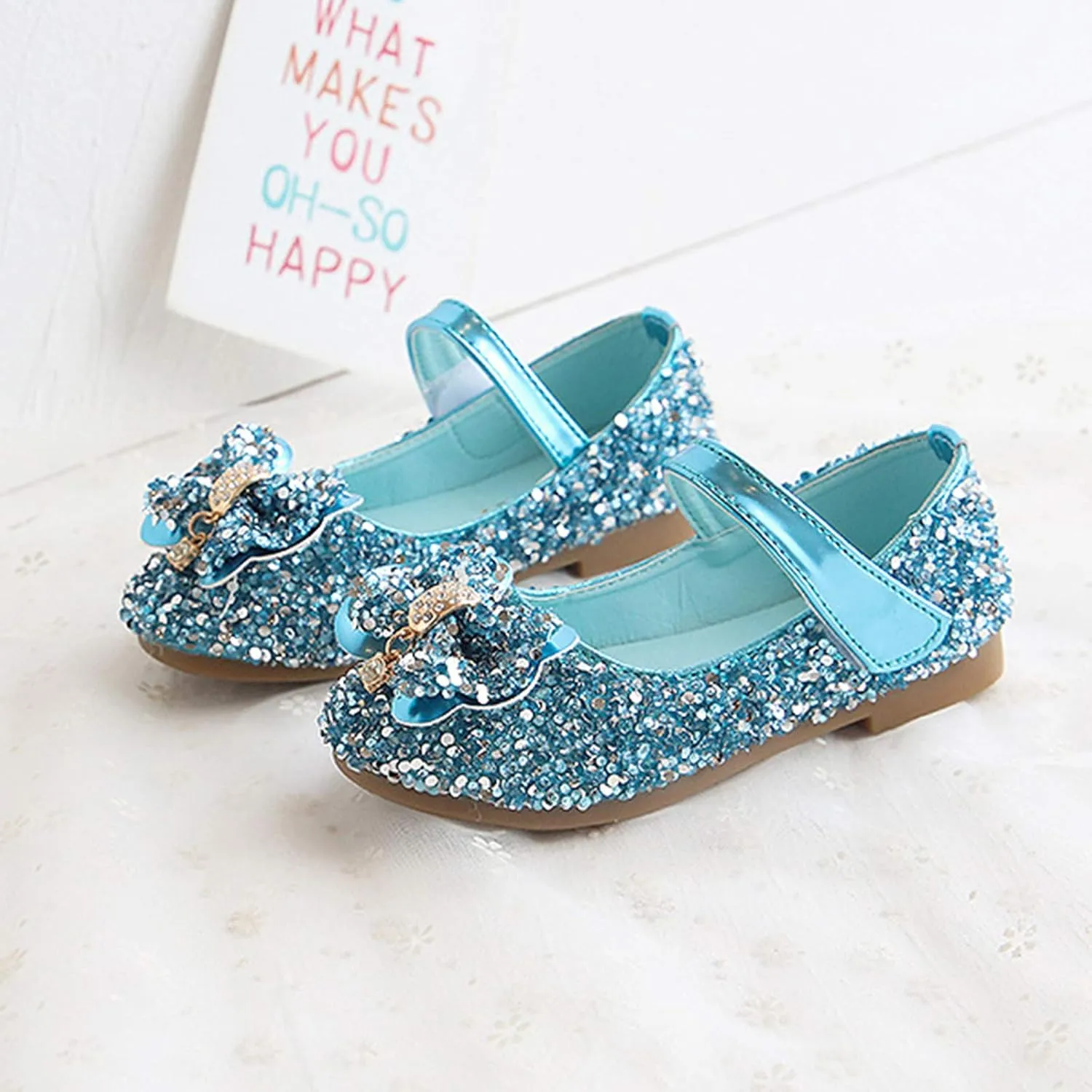 Baby Girls Glitter Sneakers with Bow Kids Non Slip Sport Shoes Butterfly Sandals for Infants Dance Flat Shoes