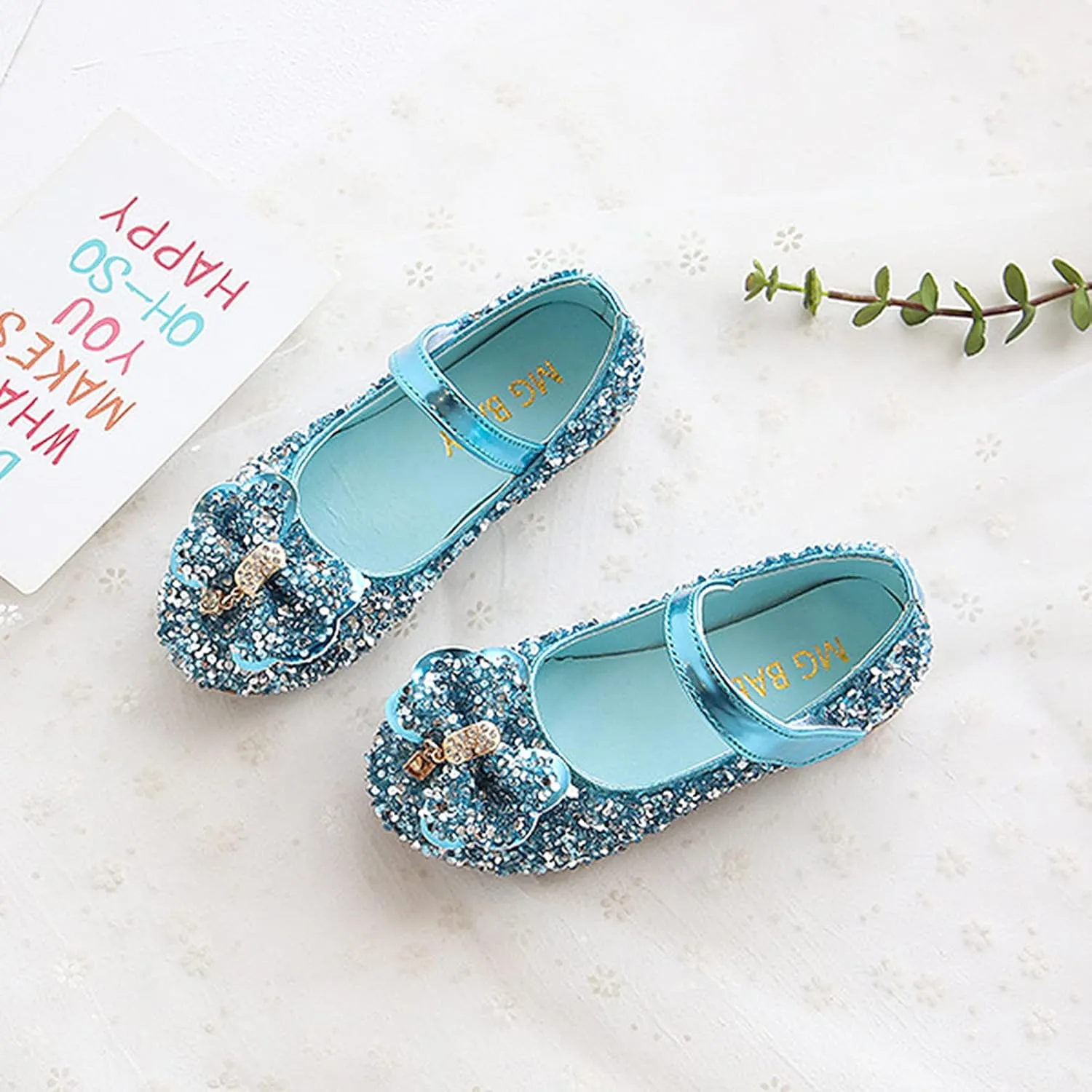 Baby Girls Glitter Sneakers with Bow Kids Non Slip Sport Shoes Butterfly Sandals for Infants Dance Flat Shoes