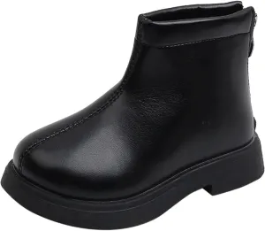 Baby Girls Side Zipper Ankle Boots Thick Sole Non Slip Plush Warm Boots Fuzzy Boots Water Proof Boots Toddler Shoes