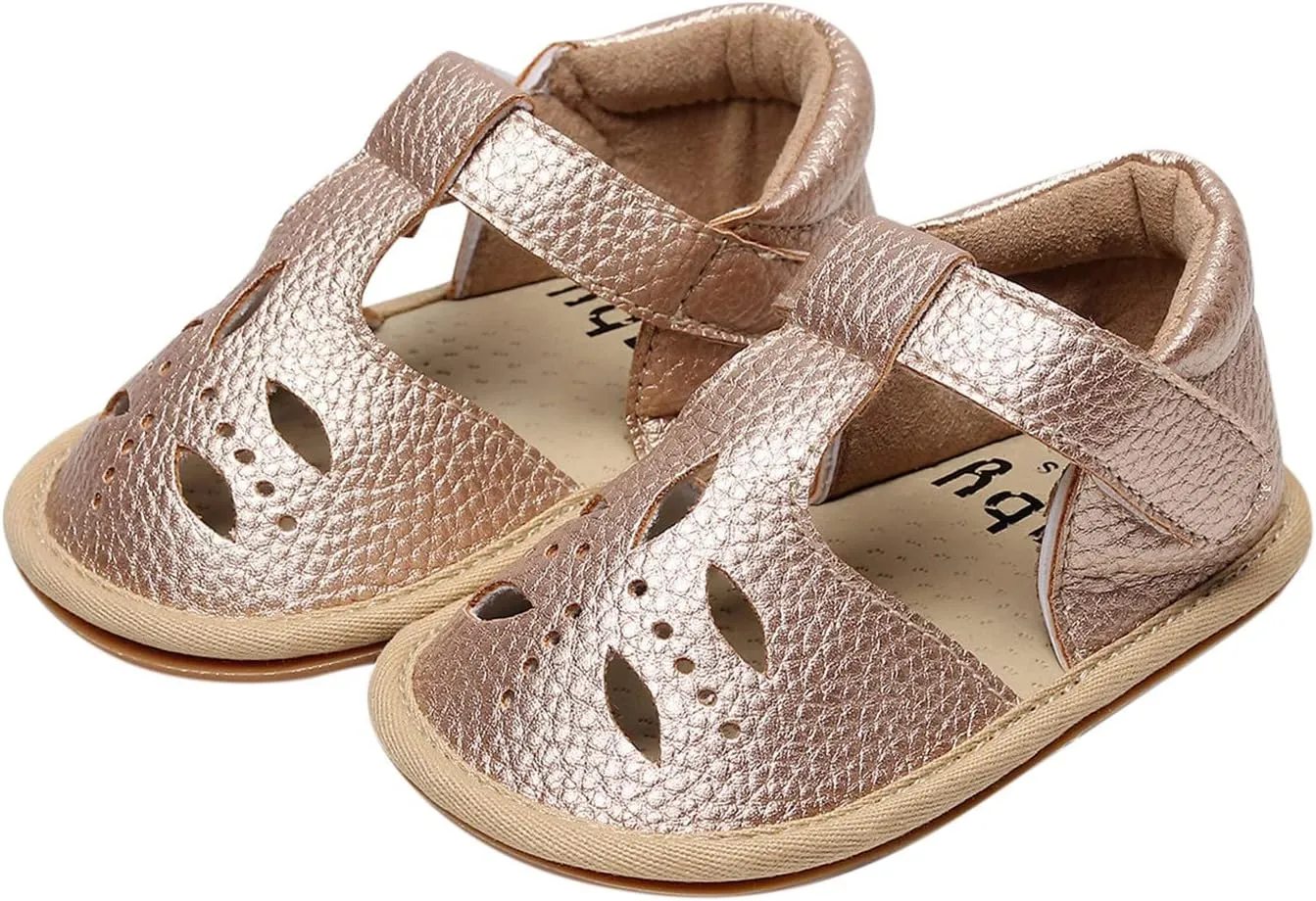 Baby Infant Boy Girl Sandals Shoes First Walking Shoes Soft Anti-Slip Rubber Sole Sneakers Fashion (Gold, 5 Toddler)