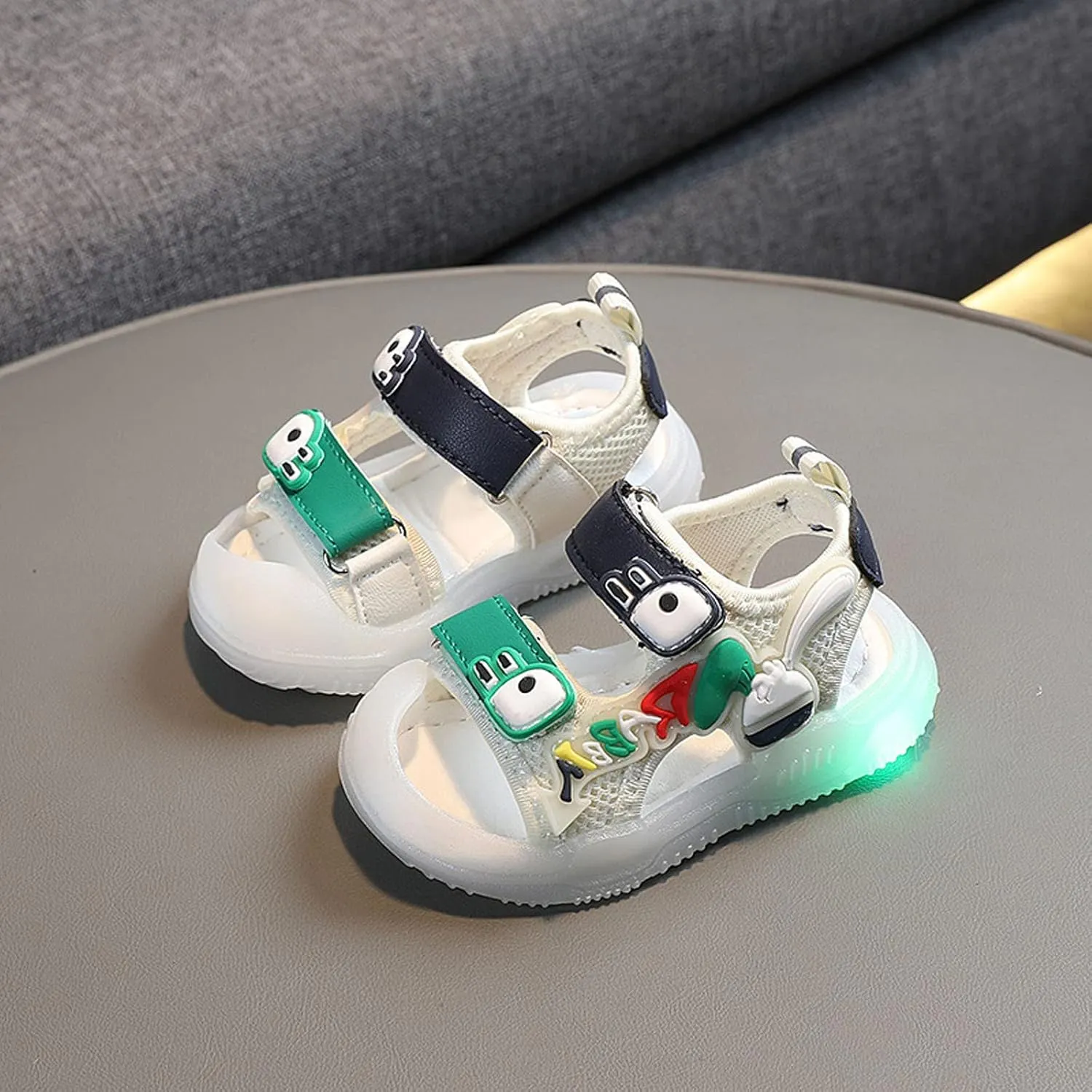 Baby Infant Boy Girl Sandals Summer Colorful Bright Light Shoes Athletic Non-Slip Soft Sole Sneaker (White, 5.5 Infant)