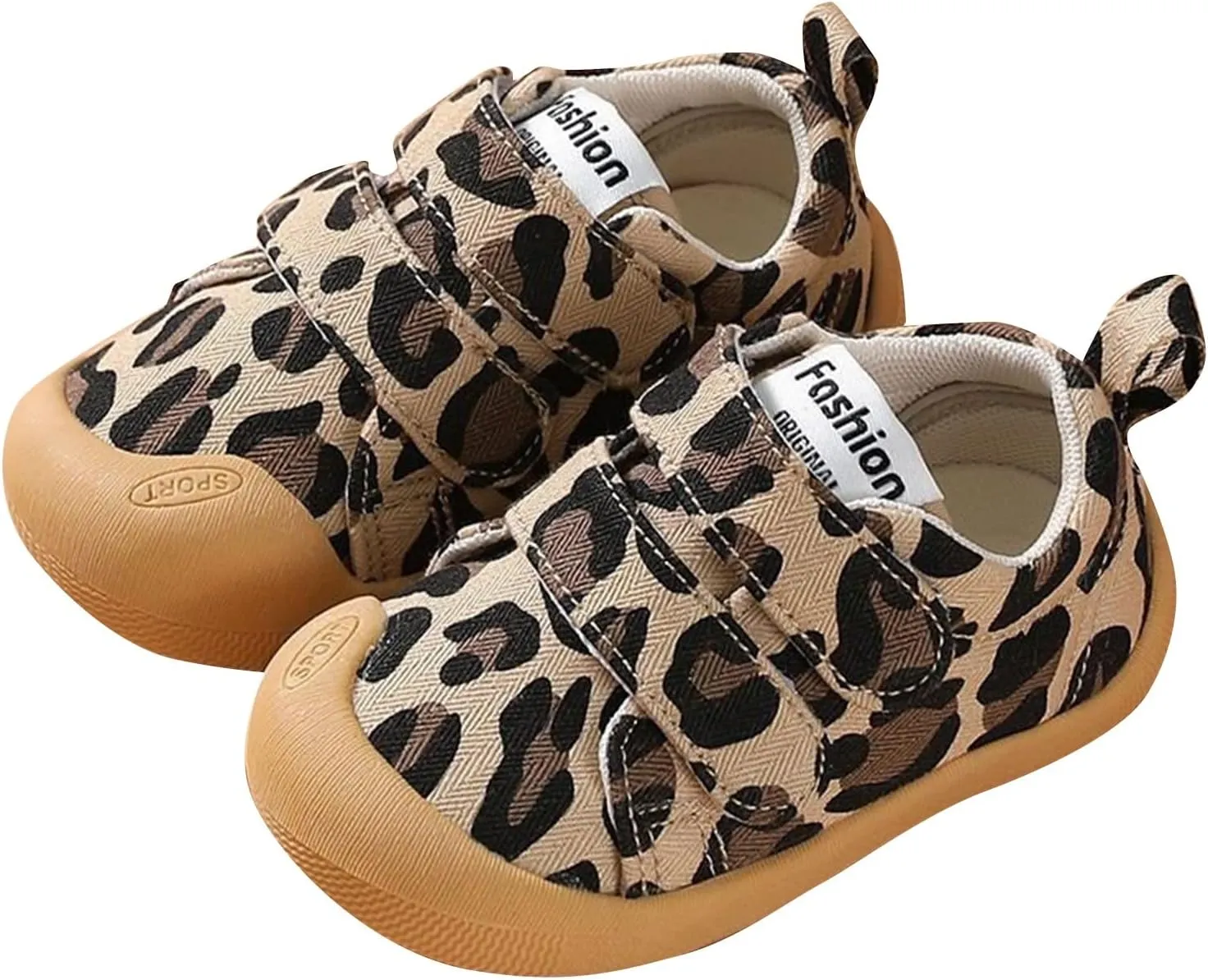 Baby Leopard Platform Canvas Shoes Unisex Boys Girls First Walking Shoes, Infant Non Slip Soft Sole Casual Sneaker