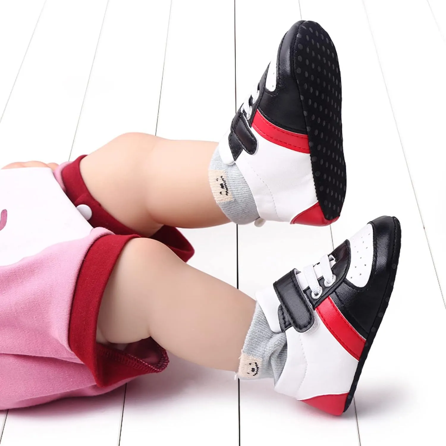 Baby Shoes Boys Girls Infant Sneakers Non-Slip Rubber Sole Toddler Crib Shoes Unisex High Canvas First Walkers