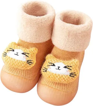 Baby Shoes Warm Winter Cartoon Baby Shoes Baby Soft Sole Shoes Babies First Shoes for Walking (Yellow, 1.5-2 Years)