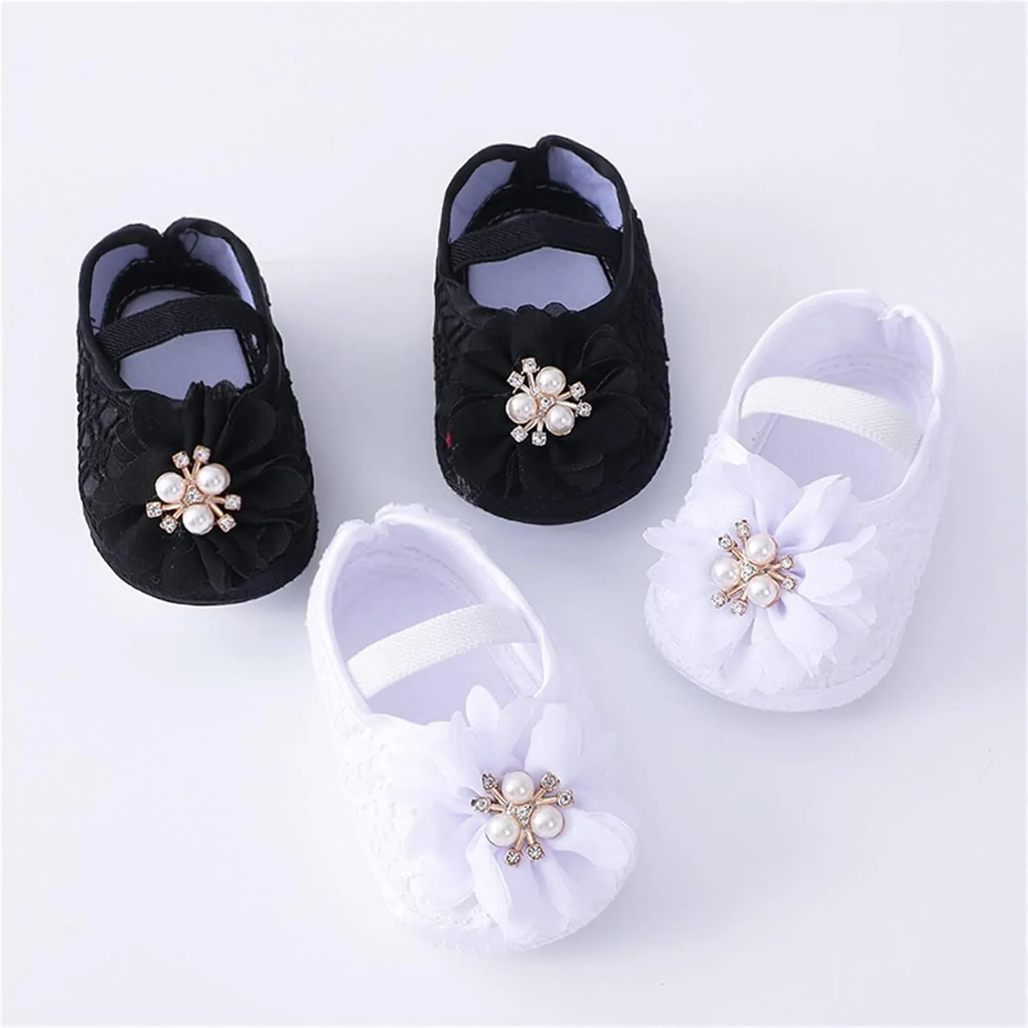 Baby Shoes with Hair Band Fashion Soft Soled Toddler Shoes Versatile Dress Flower Princess Shoes Little Girls Shoes