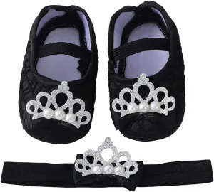 Baby Shoes with Hair Band Fashion Soft Soled Toddler Shoes Versatile Dress Flower Toddler Dress Shoes Girls Size 8