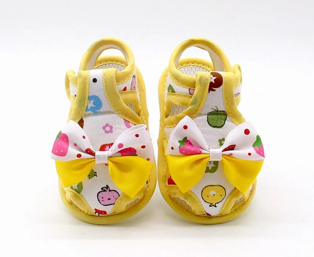 Baby Shoes,Newborn Infant Baby Girls Summer Bow Soft Sole Toddler Anti-Slip Shoes Sandals 0-18Months