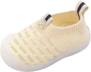 Baby Single Shoes Girls Leisure Shoes Mesh Shoes Breathable Soft Sole Sport Shoes Socks Outdoor Shoes (Yellow, 16)