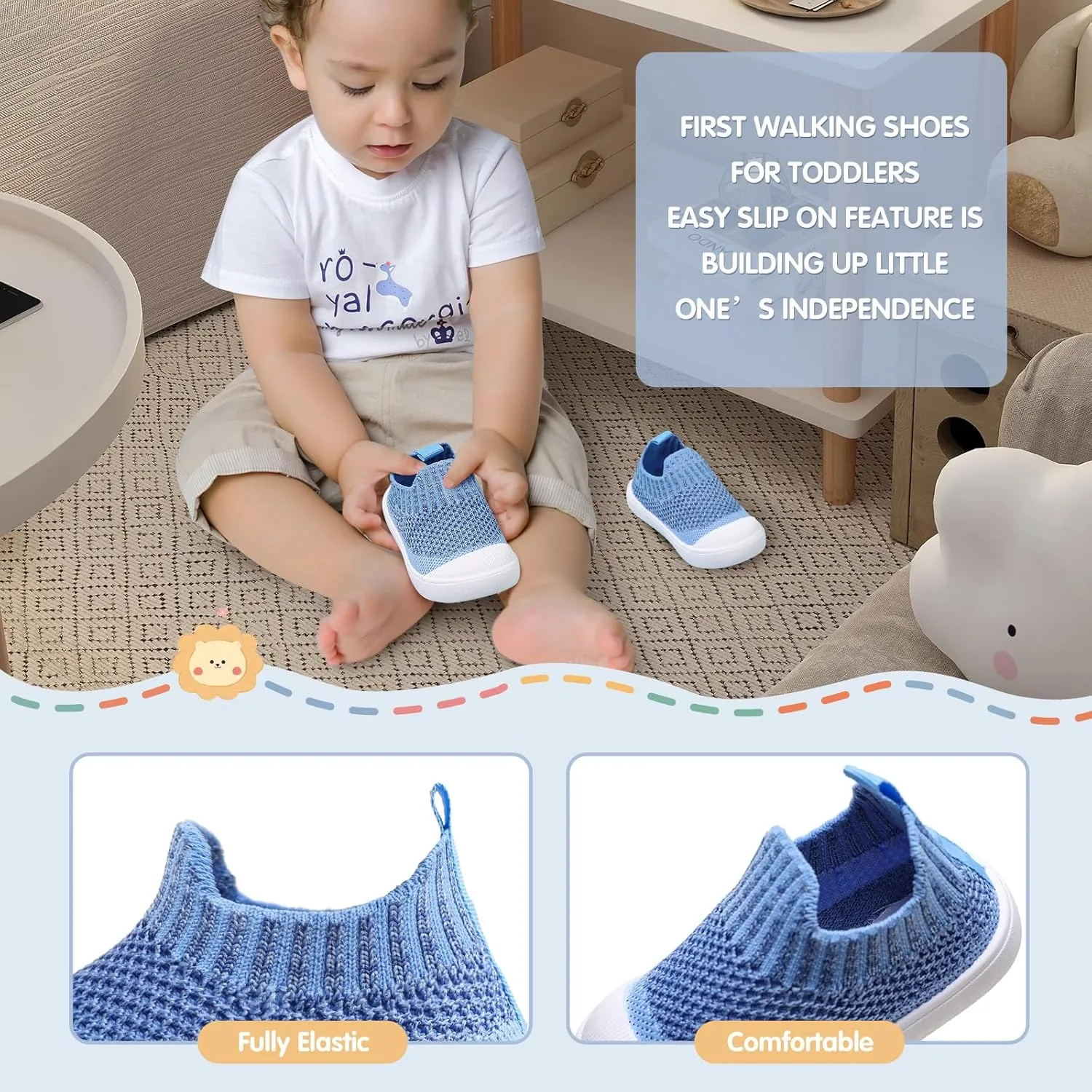Baby Sneakers Toddler First-Walking Breathable Mesh Shoes Boys Girls Breathable Mesh Sneakers Lightweight Non-Slip Walking Infant Shoes