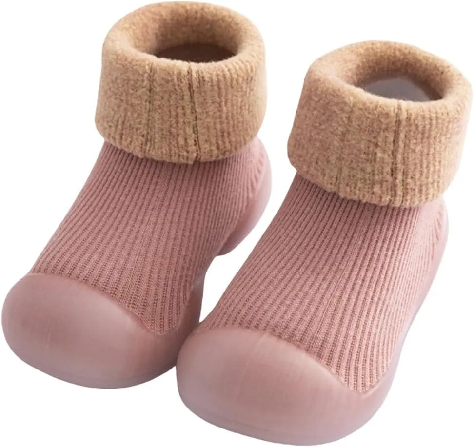 Baby Sock Shoes First Walking Shoes Infant Non-Slip Breathable Girls Slippers Soft Rubber Sole Slip On Sneaker